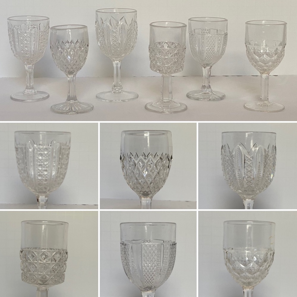 🇨🇦 Pressed Glass Cordials - 6 Pattern